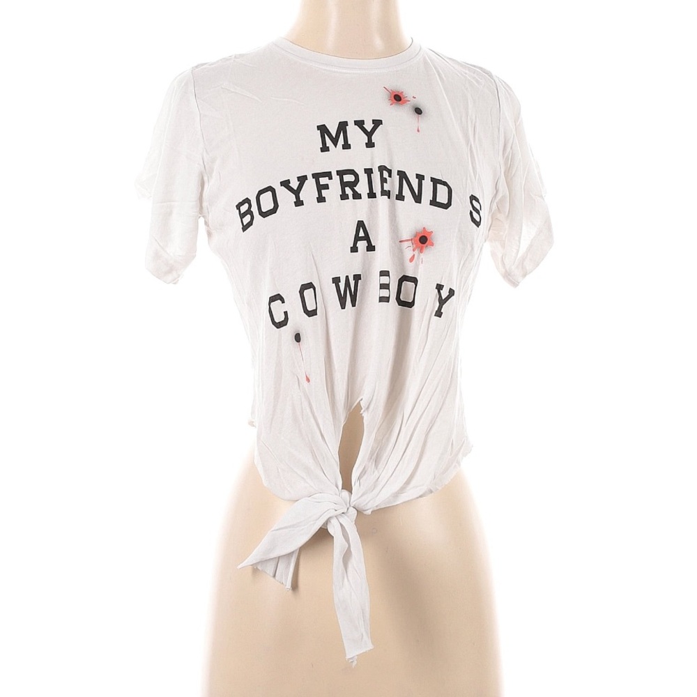 Wildfox “My Boyfriends a Cowboy” Knot-Front Crop Top